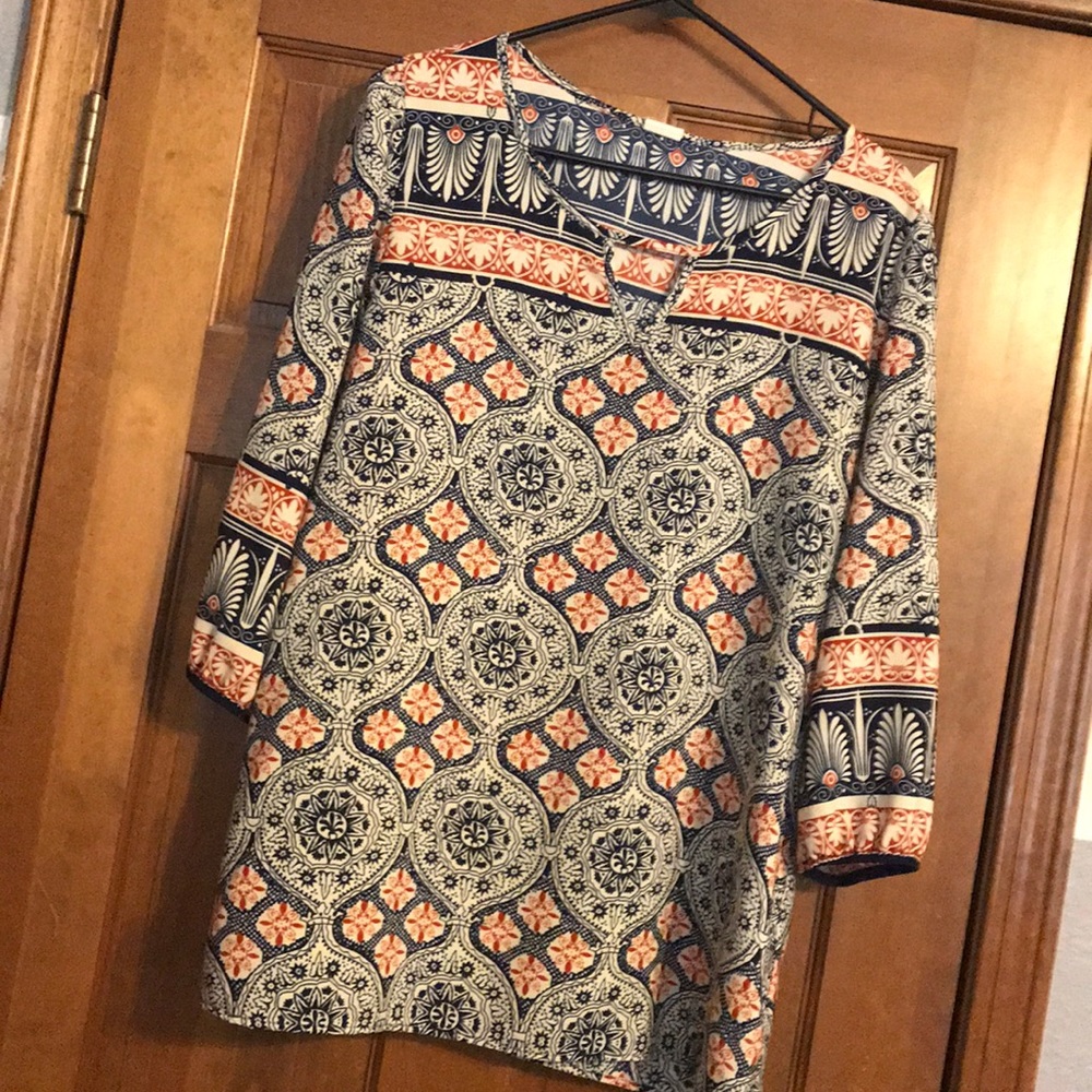 Orange and blue blouse